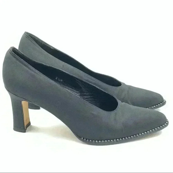 Evan Picone heels size 8.5 black silk gem 80s 90s - Picture 11 of 11